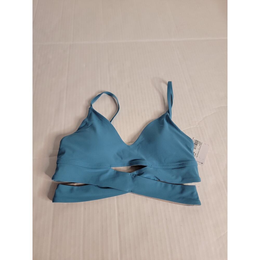 Lululemon V-Neck Crossover Sport Bra Sz 4 Underband Bra Blue W2EISS NEW